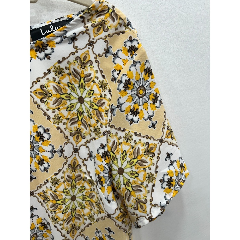 Lulus Dandy Lion Yellow Print Shift Dress Womens Medium Summer Business Casual - Picture 3 of 8